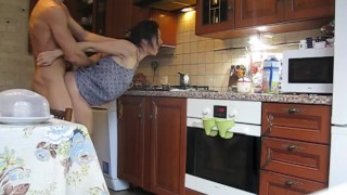 fucking my girlfriend in the kitchen while she prepares us ...