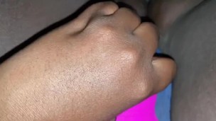 Ebony BBW solo with a small vibrator