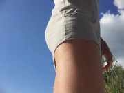  in the Park a girl without panties. UP SKIRT. CLOSE UP 2/16