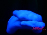 Mistress show beautiful feet in white socks in neon light, foot worship POV 12/16