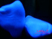 Mistress show beautiful feet in white socks in neon light, foot worship POV 7/16