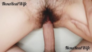 Real wife handjob penis massage + creampie