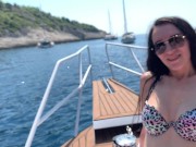 HOT BRUNETTE IN A BIKINI GETS AN ORGASM ON YACHT WHITH LOVENSE CONTROL (VIBRATOR IN PUSSY) 3/16