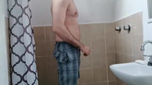 Hot latino real showering masturbation stars at min 8:20 | NO CUMSHOT
