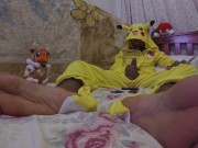 Life Sized Pikachu with Huge Black Cock Jerks off For you while friends watch