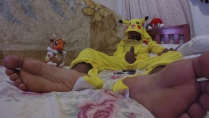 Life Sized Pikachu with Huge Black Cock Jerks off For you while friends watch