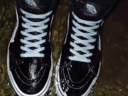 Pissing Skinny Jeans and Brand New Vans Sk8 Sneakers 10/16