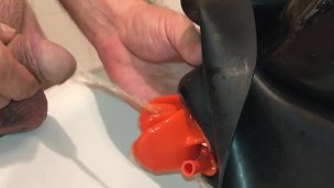 locked in my studio gum mask with my piss my cum and my braces