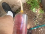 penis pumping outside