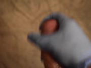 Solo jerk off with rubber glove