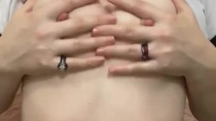 Playing with my sweaty breasts after my workout