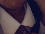 EATING A POPSICLE IN SCHOOL GIRL OUTFIT! WISH IT WAS YOUR DICK