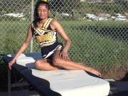 Looking up close at this cheerleader with no panties 16/16