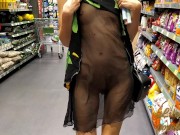 Wife risky flashing in public store, no panties, in mini dress and many witnesses 16/16