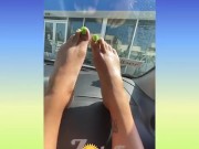 ZolaFoxxx plays with Toes outside medicinal clinic 9/16