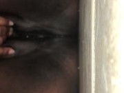Ebony squirting on bathroom floor