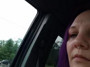 Quick risky public boob tube flash in the parking lot