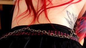 Redhead slut loves her toys! Hitachi, anal dildo, fucking machibe, and double squirt finish! 
