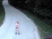 Skyla Pink voyeur slut wife spy drone stripping naked in public 1/16