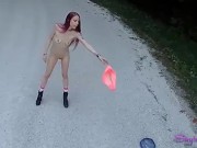 Skyla Pink voyeur slut wife spy drone stripping naked in public 9/16