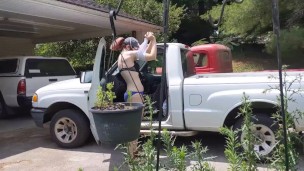 Dressing in the driveway