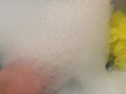 BBW having a bath wants a foot rub