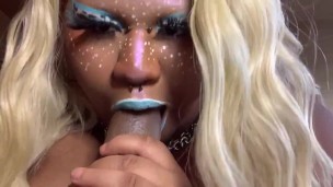 Bbw Ebony Whore gives sloppy to bbc dildo 