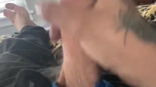 Tattooed BF stokes hard cock to cum for you 