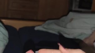 Girlfriend is finishing me and get cum on her nails (She hates cum)