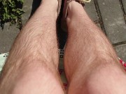 FIT TEEN SHOWS HAIRY LEGS AND PUSSY IN PUBLIC PLACE