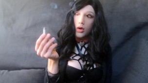Smoking while in female mask