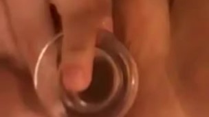 Glass dildo masturbatoin 