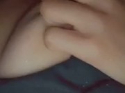 Horny babe shows off tits