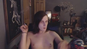 Transgirl Topless Smoking