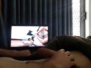 Male moaning to porn