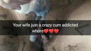 My wife after gangbang pours tons of sperm on his pussy from used condom! [Cuckold.Snapchat]