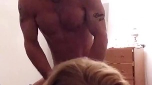 Gf gets fucked while others watch on video