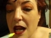 Pierced Kitty is Sexy Chain Smoking with wine   16/16