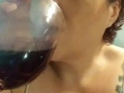 Pierced Kitty is Sexy Chain Smoking with wine   4/16