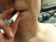 Pierced Kitty is Sexy Chain Smoking with wine   6/16