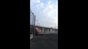 1ncandenza cums naked on a concrete overpass