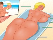 Приключение на нудистском пляже. Массаж большим членом | cartoon porn games 7/16