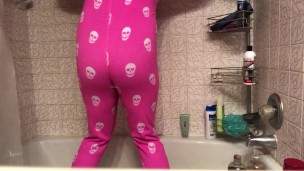 Peeing her pajamas 