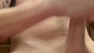 Jerking off sitting down with hard dick, moaning I come cum
