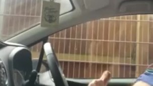Outdoor cumming in car by cemetery. Public dogging wank and cumshot. Colour