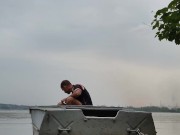 It is necessary to pump out water from the boat.