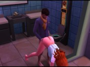 Sex with a waitress at the bar and in the toilet with rock music | porn games 15/16