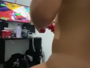 My girlfriend rides the strapon while playing fortnite