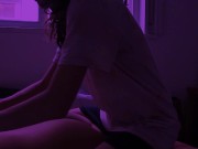 My pink haired girlfriend rides me hard until she cums 1/16