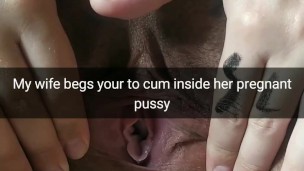 Please cum inside my wife tight pussy! Make her pregnant! [Cuckold. Snapchat]